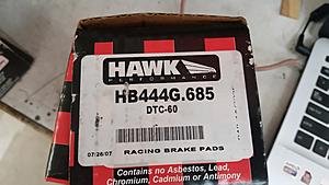 NIB Hawk DTC-60 front pads Cooper S-20170908_113147.jpg