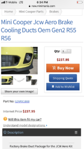 R56 parts: Forge Turbo Inlet, JCW strut bar, JCW brake duct vents, AEM heat shield-1dd3b2c5-ca97-4812-9477-7f5ad54ae917.png