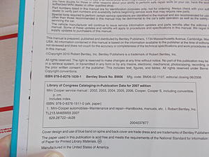 Bentley MINI Cooper Service Manual. 2002-2006. Hardback.-dscn1324.jpg