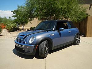 SoCA - 05 Mini Cooper S Convertible JCW -Rare Metallic Blue-Great COND! - 00-front-left-top-up.jpg